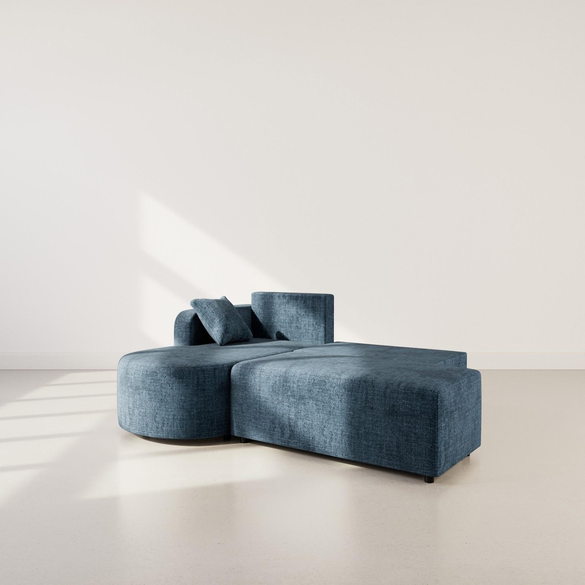 Voir la diapositive 2 : BEST MOBILIER Miro - canapé d'angle gauche 4 places convertible avec coffre en velours texturé