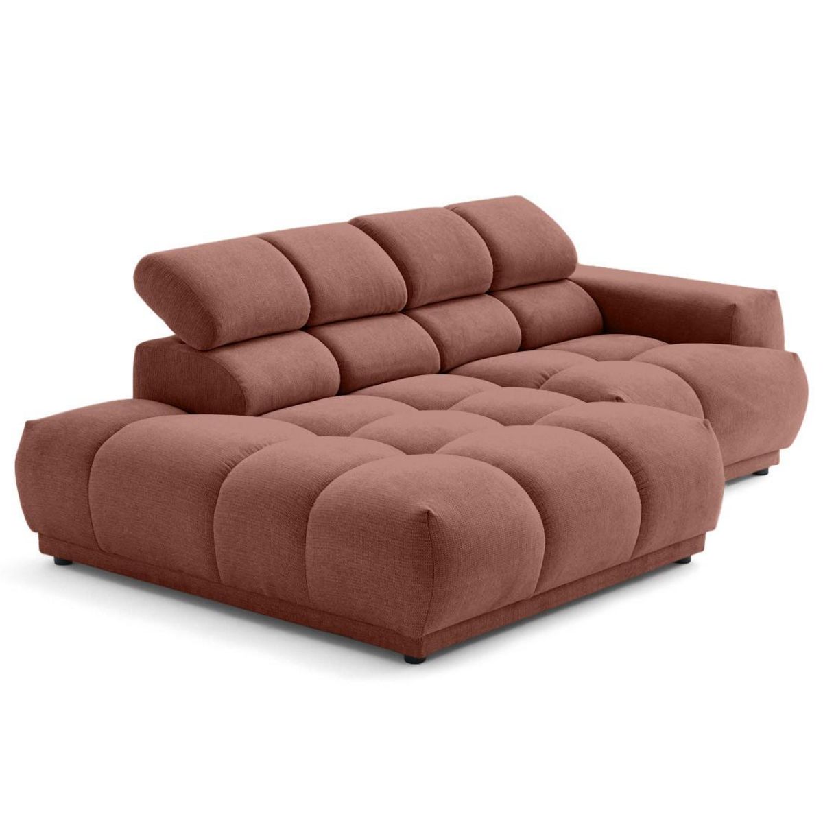 LISA DESIGN Matera - canapé d'angle gauche 3 places avec têtières réglables en tissu texturé