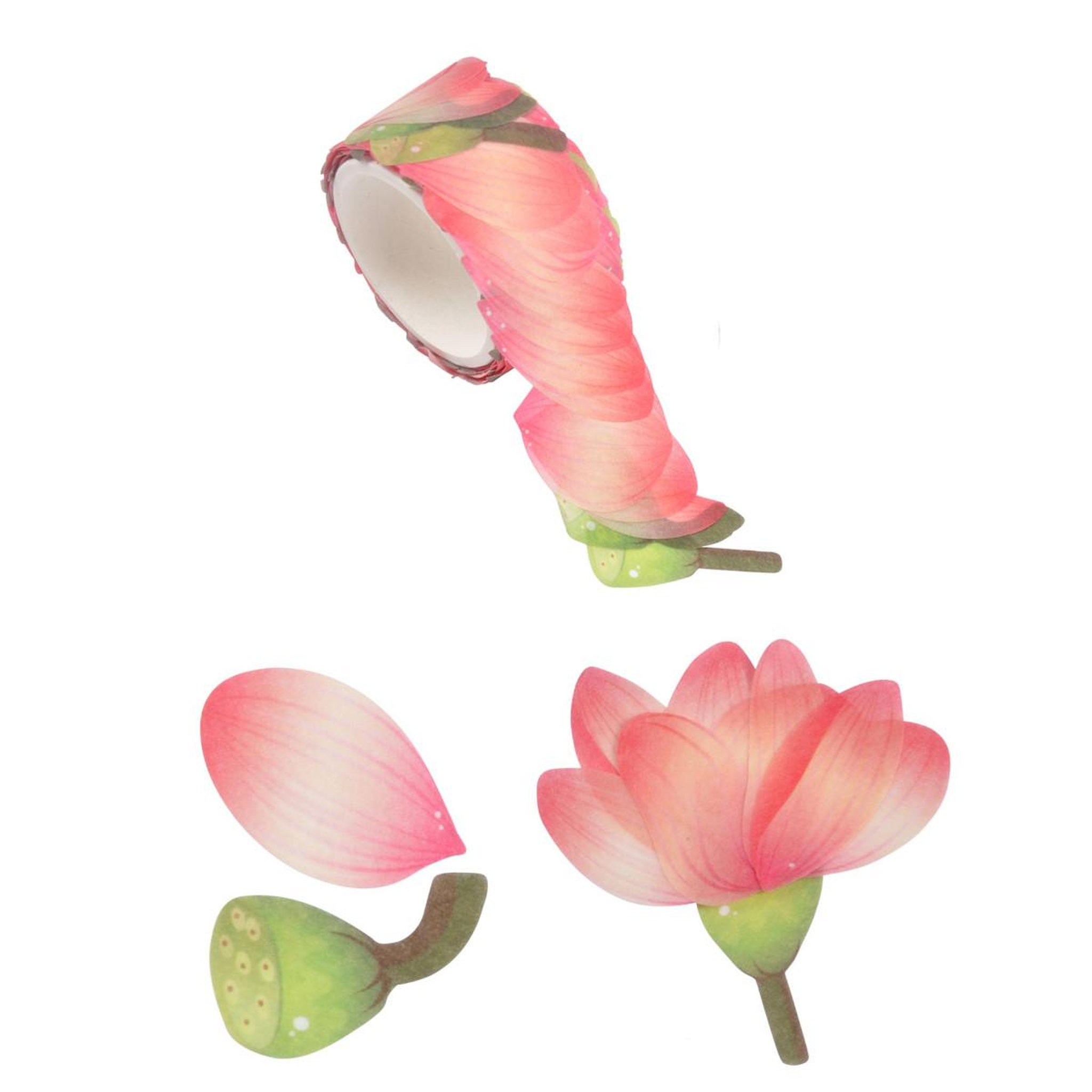 HOMEA Ruban masking tape  200 pétales tulipes  3cm rose