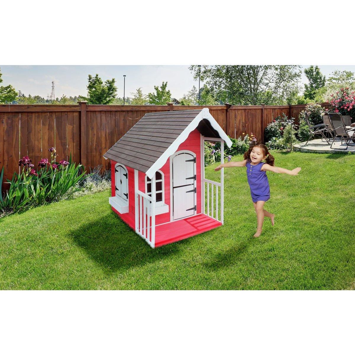 Habitat et Jardin Maisonnette  Ben  - 122.5 x 130 x 140 cm - Rouge/Blanc