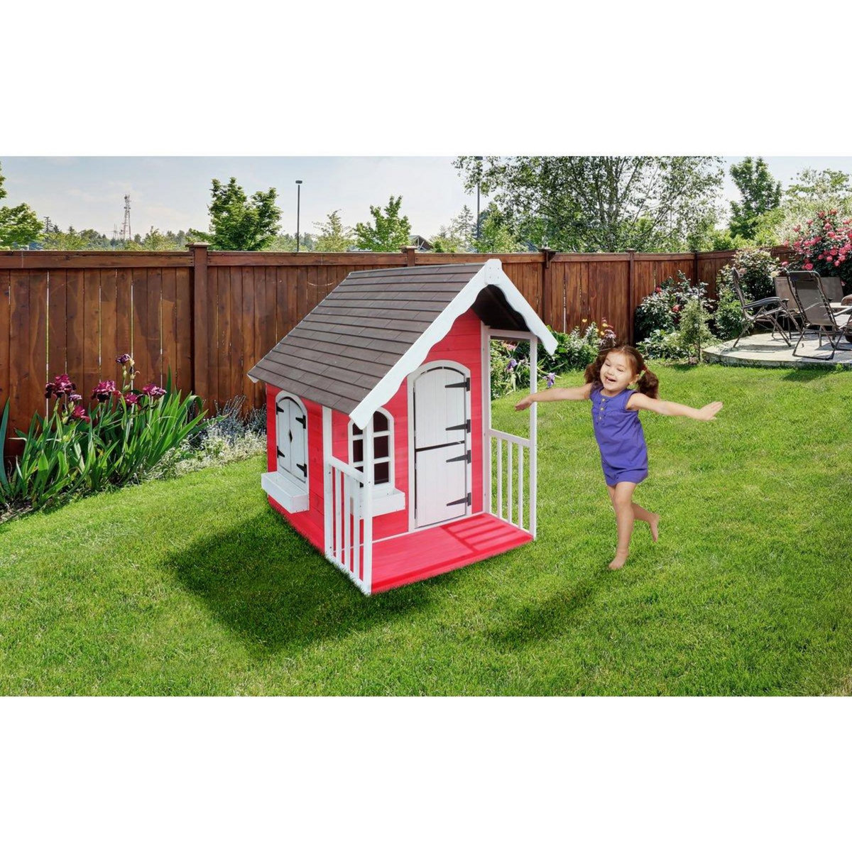 Habitat et Jardin Maisonnette  Ben  - 122.5 x 130 x 140 cm - Rouge/Blanc