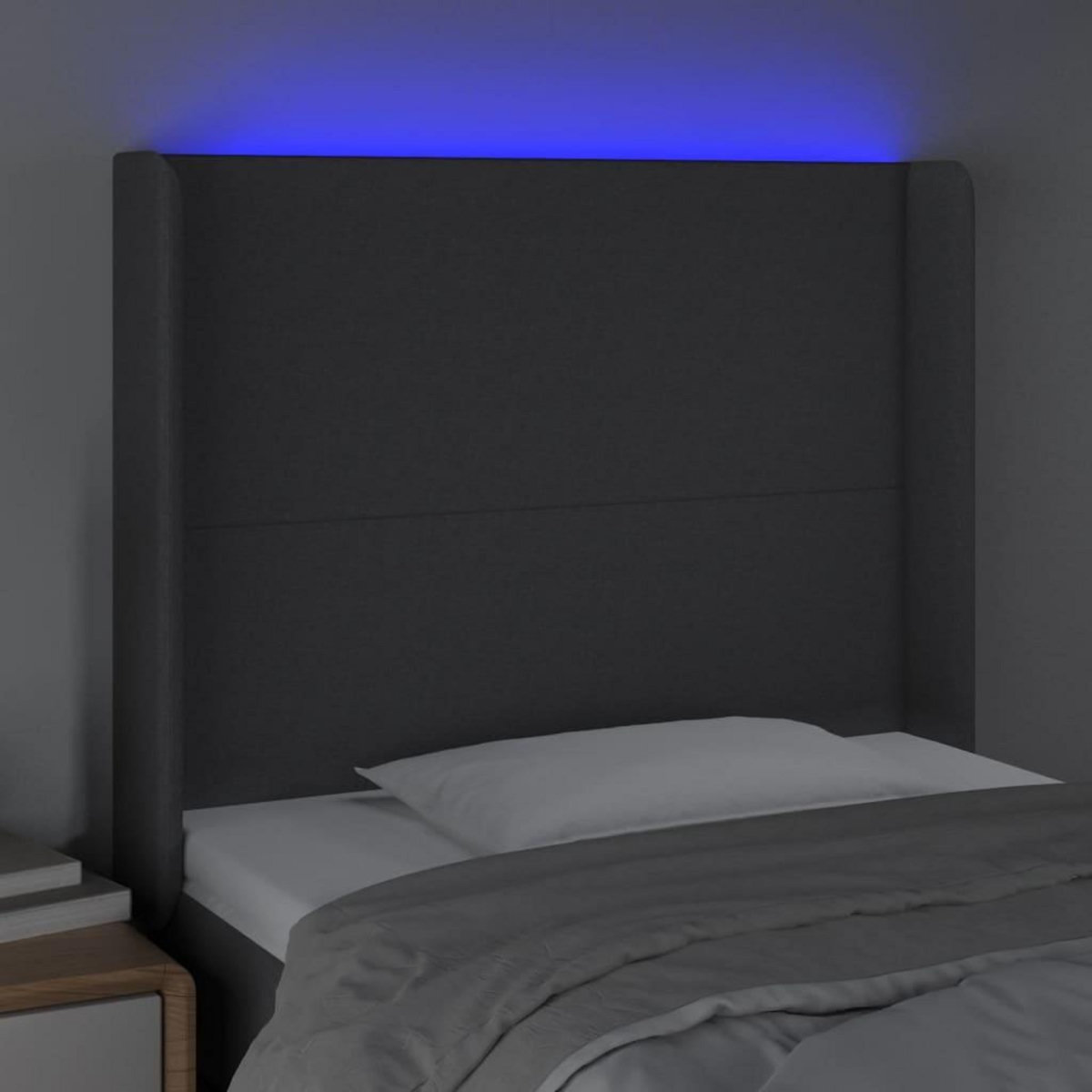 VIDAXL Tete de lit a LED Noir 103x16x118/128 cm Tissu