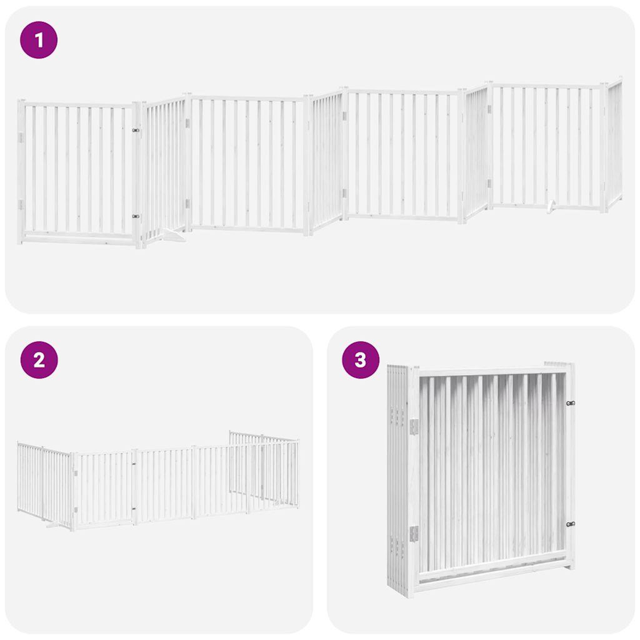 Voir la diapositive 5 : VIDAXL Barriere pour chien porte pliable 8panneaux blanc bois peuplier