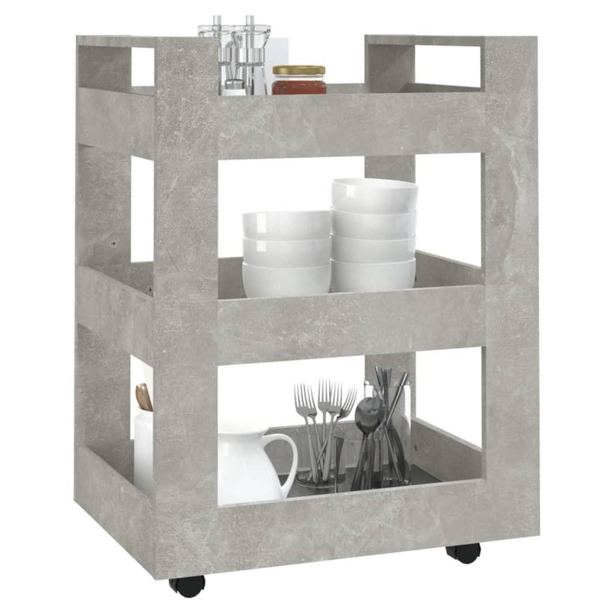 VIDAXL Chariot de cuisine Gris beton 60x45x80 cm Bois d'ingenierie