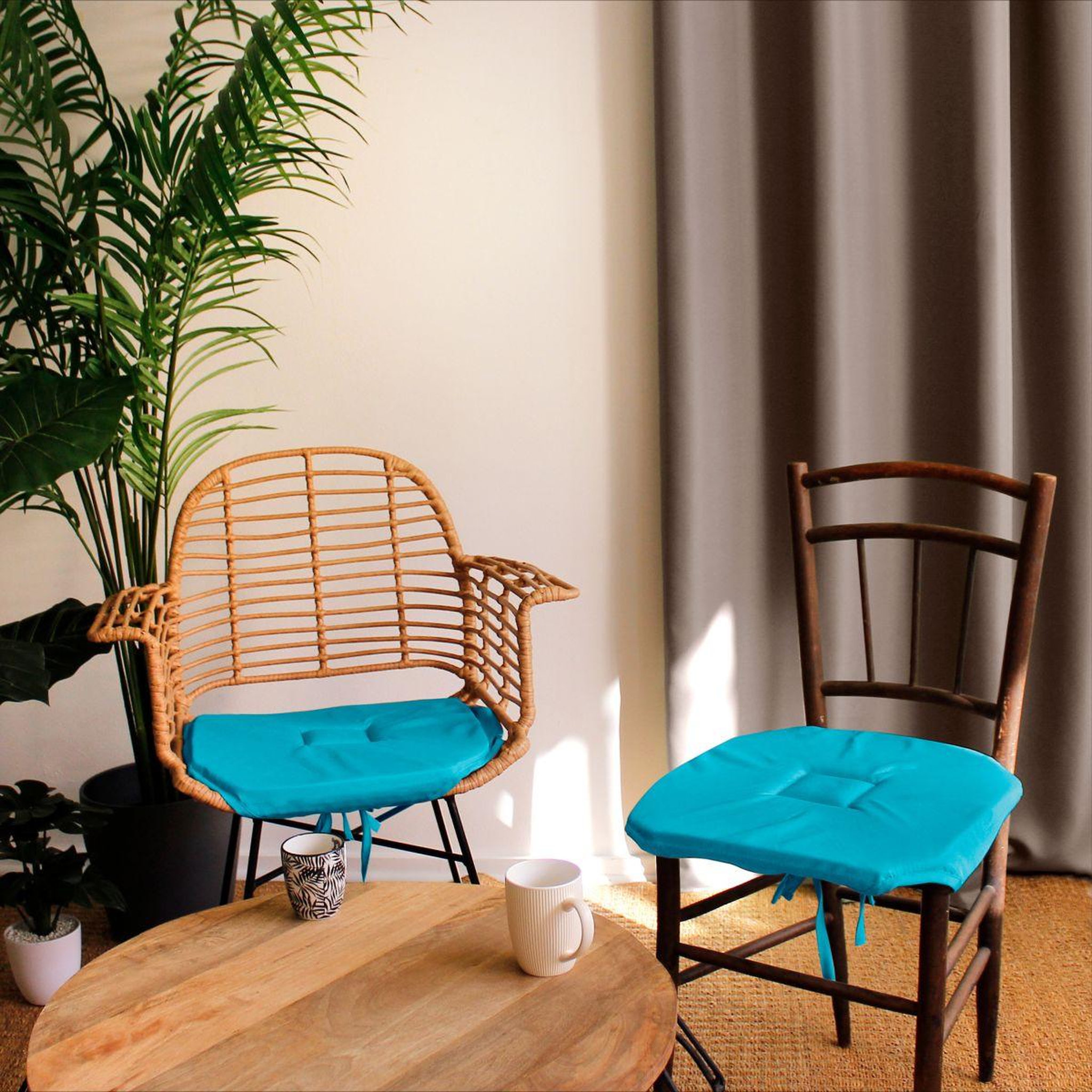 Voir la diapositive 2 : ENJOY HOME Galette de Chaise Uni  Basic  40x40cm Turquoise
