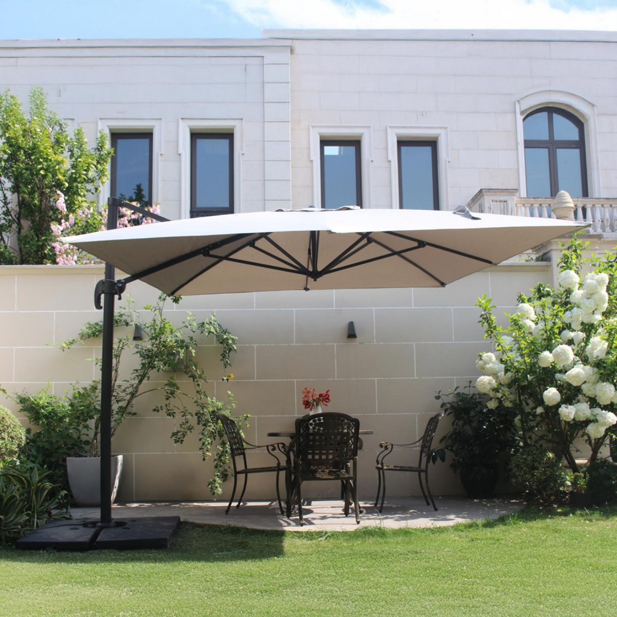 CONCEPT USINE Parasol déporté et rotatif 3 x 3m écru PALATINO