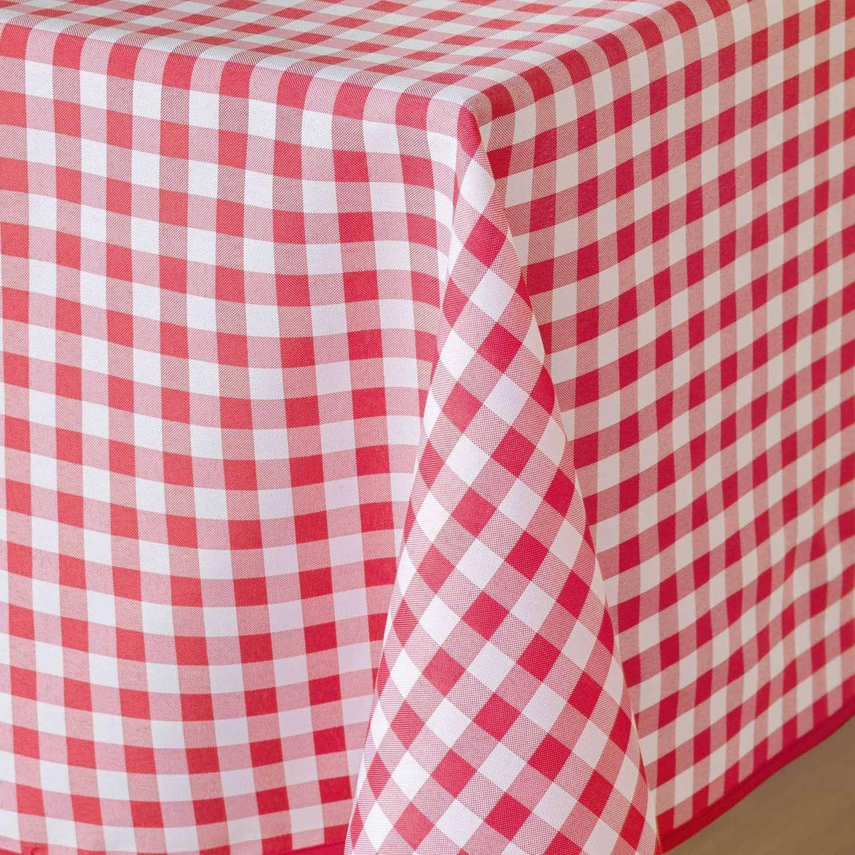 Douceur d'Intérieur Nappe rectangulaire antitache Vichy - L. 150 x l. 240 cm - Rouge