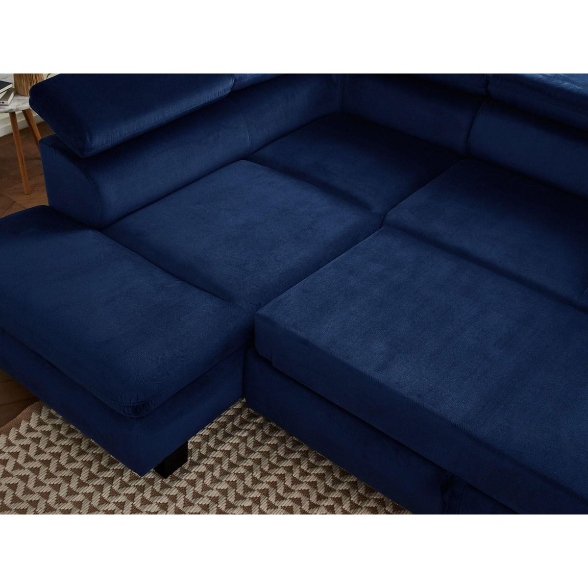 LISA DESIGN Nairobi - canapé d'angle convertible - en velours - 5 places - avec têtières - gauche