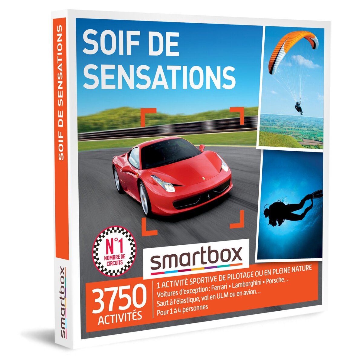 Smartbox Coffret Cadeau - Soif de sensations - 3750 activités à sensations : conduite d'une GT, saut à l'élastique ou encore vol en ULM