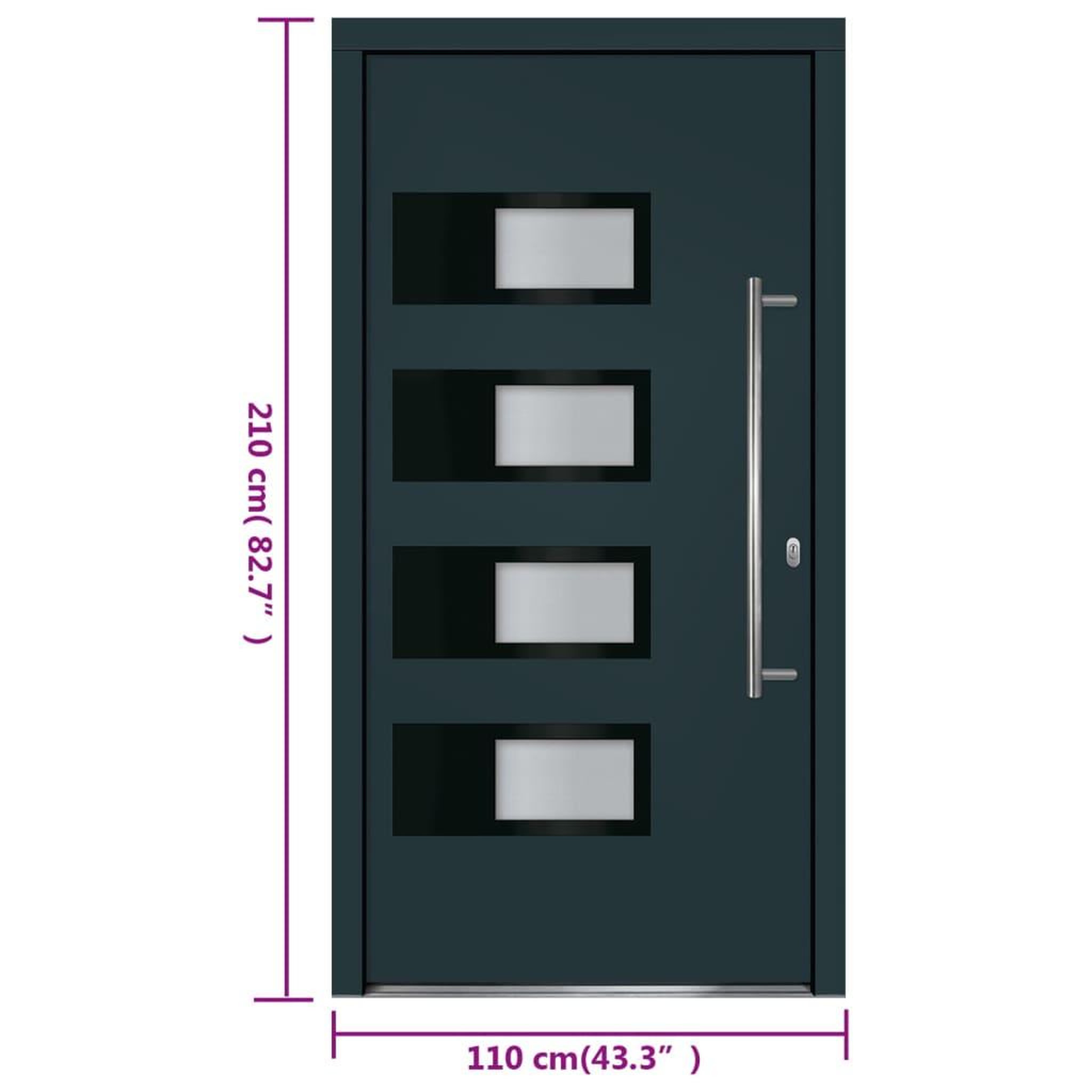 Voir la diapositive 6 : VIDAXL Porte d'entree Anthracite 110x210 cm Aluminium et PVC
