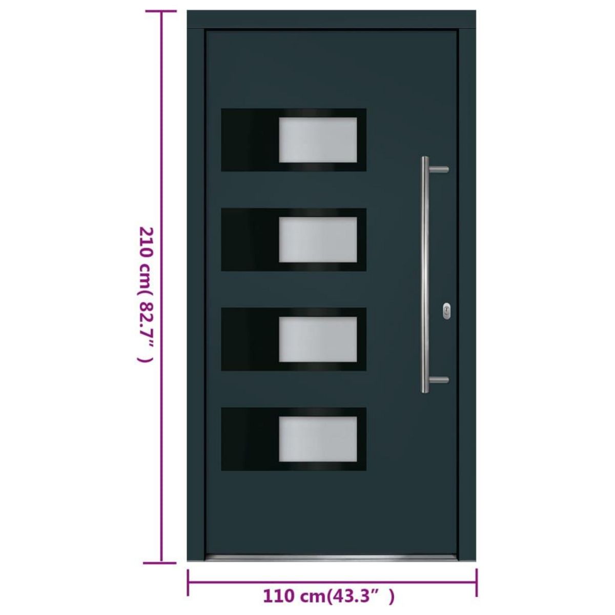 VIDAXL Porte d'entree Anthracite 110x210 cm Aluminium et PVC
