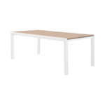 SWEEEK Table de jardin extensible aluminium blanc et plateau effet bois 10-12 places - Elora