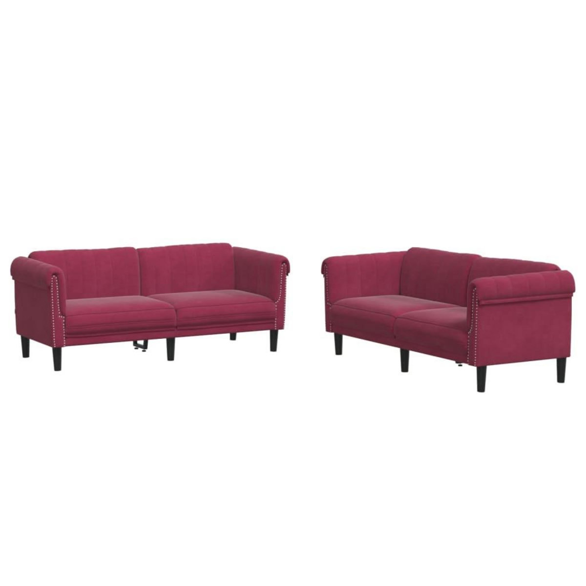VIDAXL Ensemble de canapes 2 pcs rouge bordeaux velours