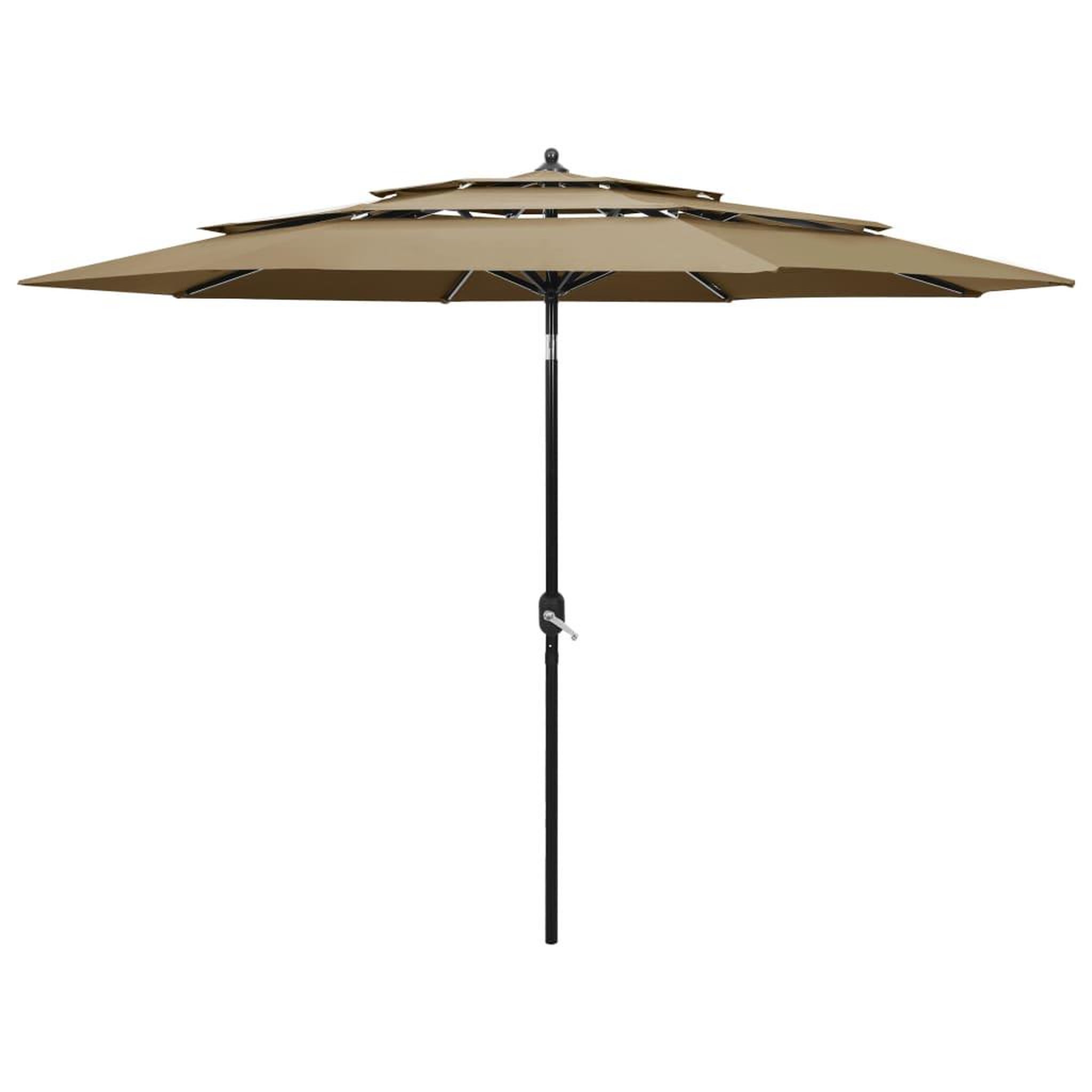 VIDAXL Parasol de jardin a 3 niveaux avec mat en aluminium taupe 3 m