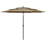 VIDAXL Parasol de jardin a 3 niveaux avec mat en aluminium taupe 3 m