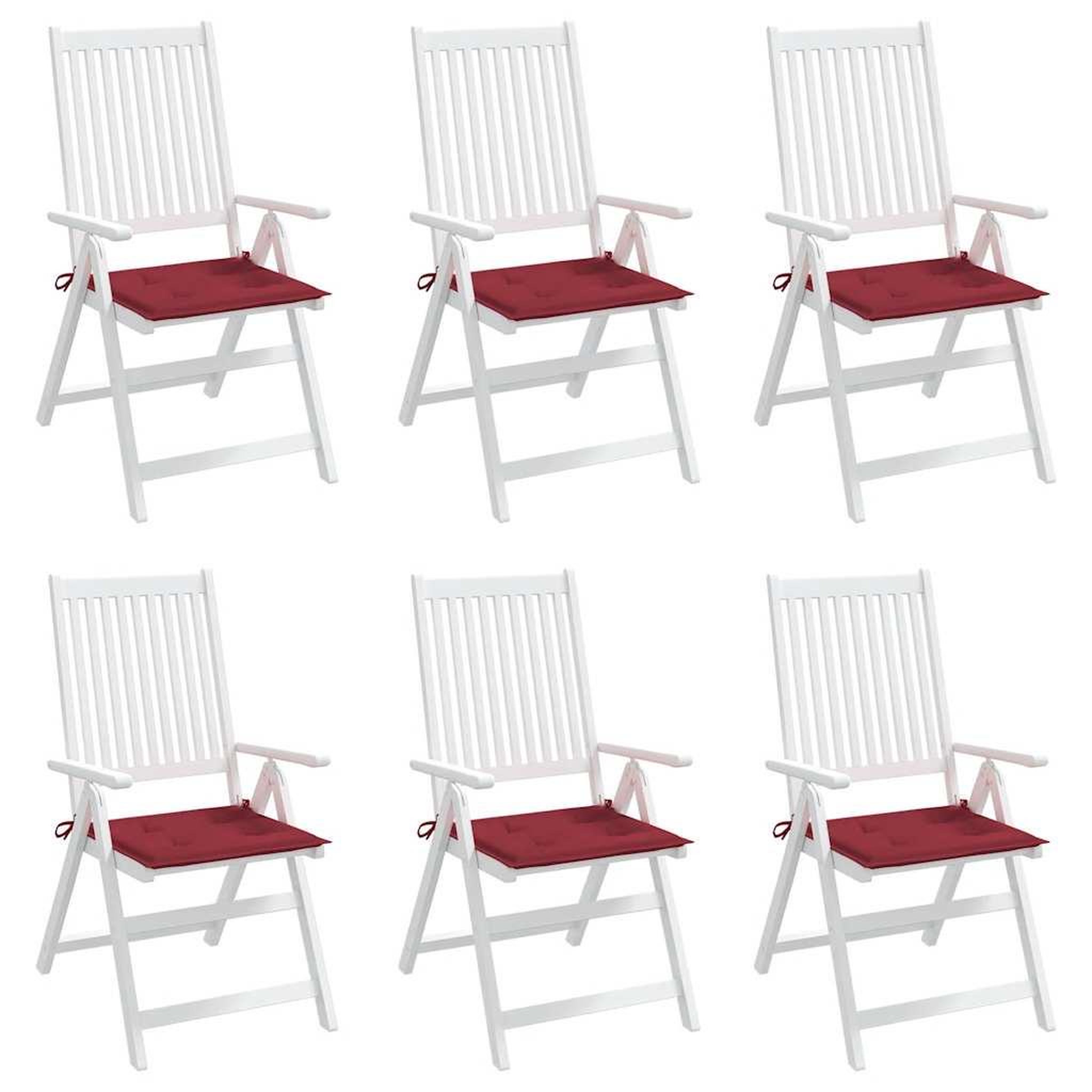 Voir la diapositive 4 : VIDAXL Coussins de chaise de jardin lot de 6 rouge bordeaux 40x40x4 cm