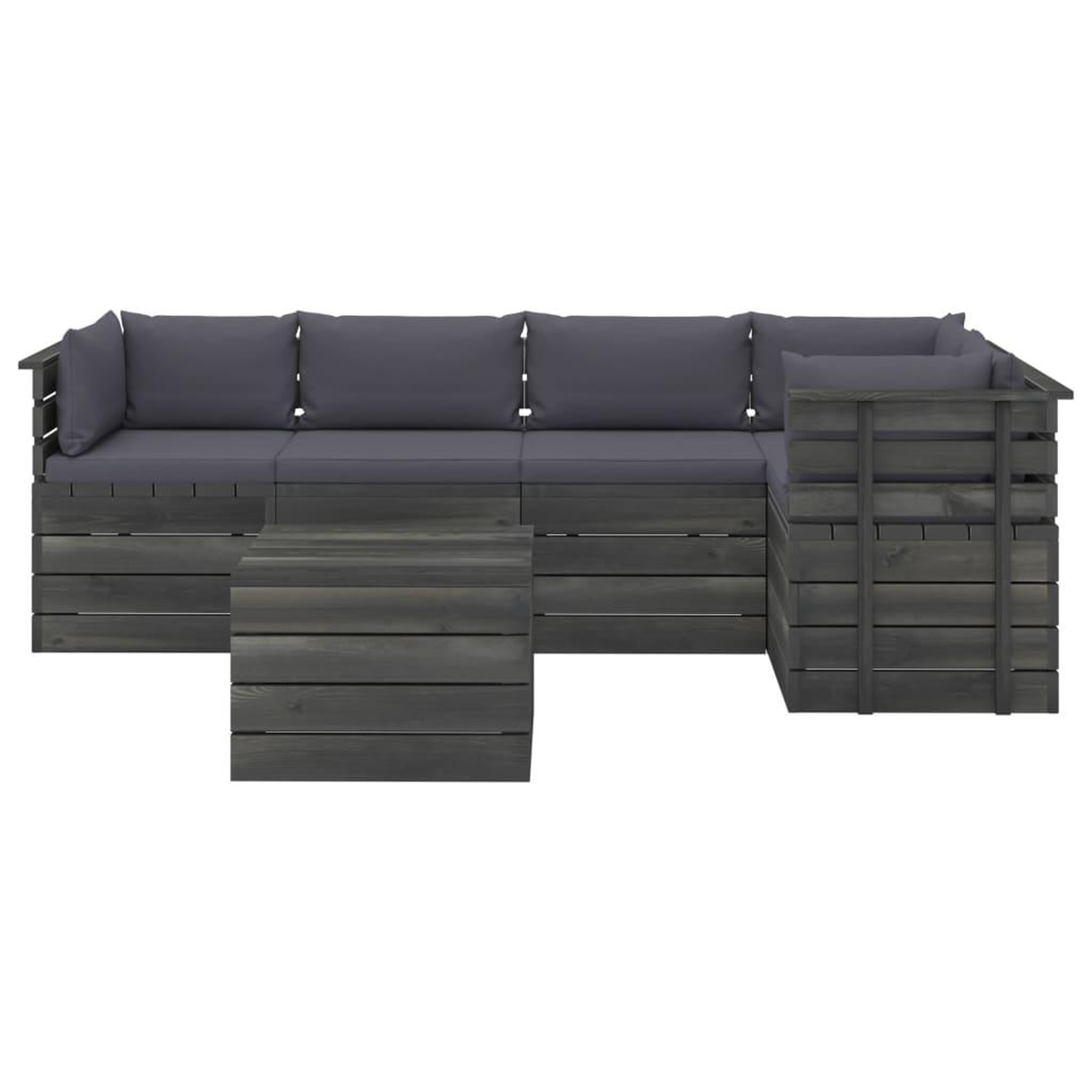 Voir la diapositive 3 : VIDAXL Salon palette de jardin 6 pcs avec coussins Bois de pin massif