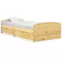 VIDAXL Cadre de lit avec 2 tiroirs bois de pin massif 90x200 cm