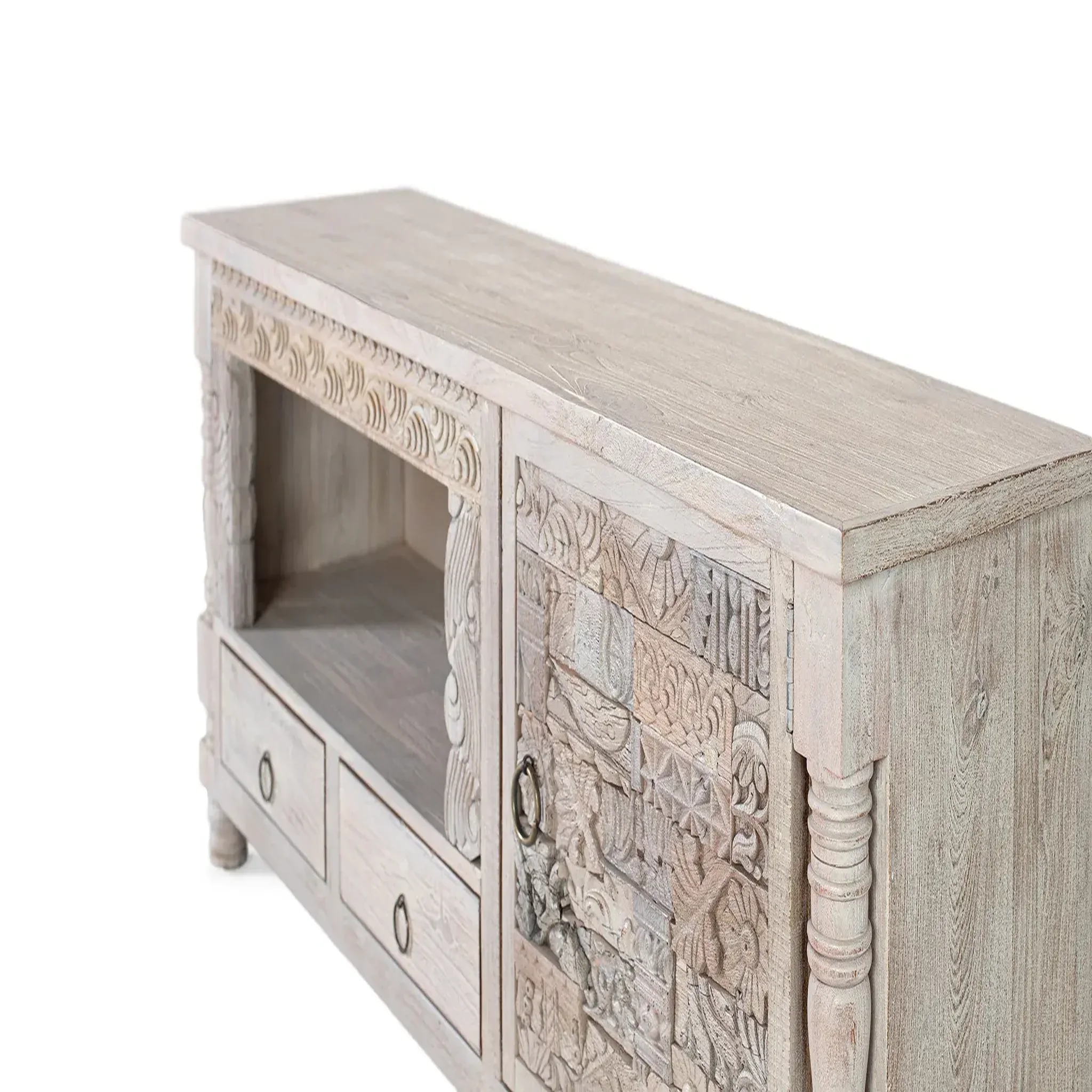 Voir la diapositive 3 : GINER Y COLOMER SL Meuble tv en bois de chêne récupéré 150cm style boho ethnique