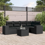 VIDAXL Salon de jardin 6 pcs avec coussins noir resine tressee