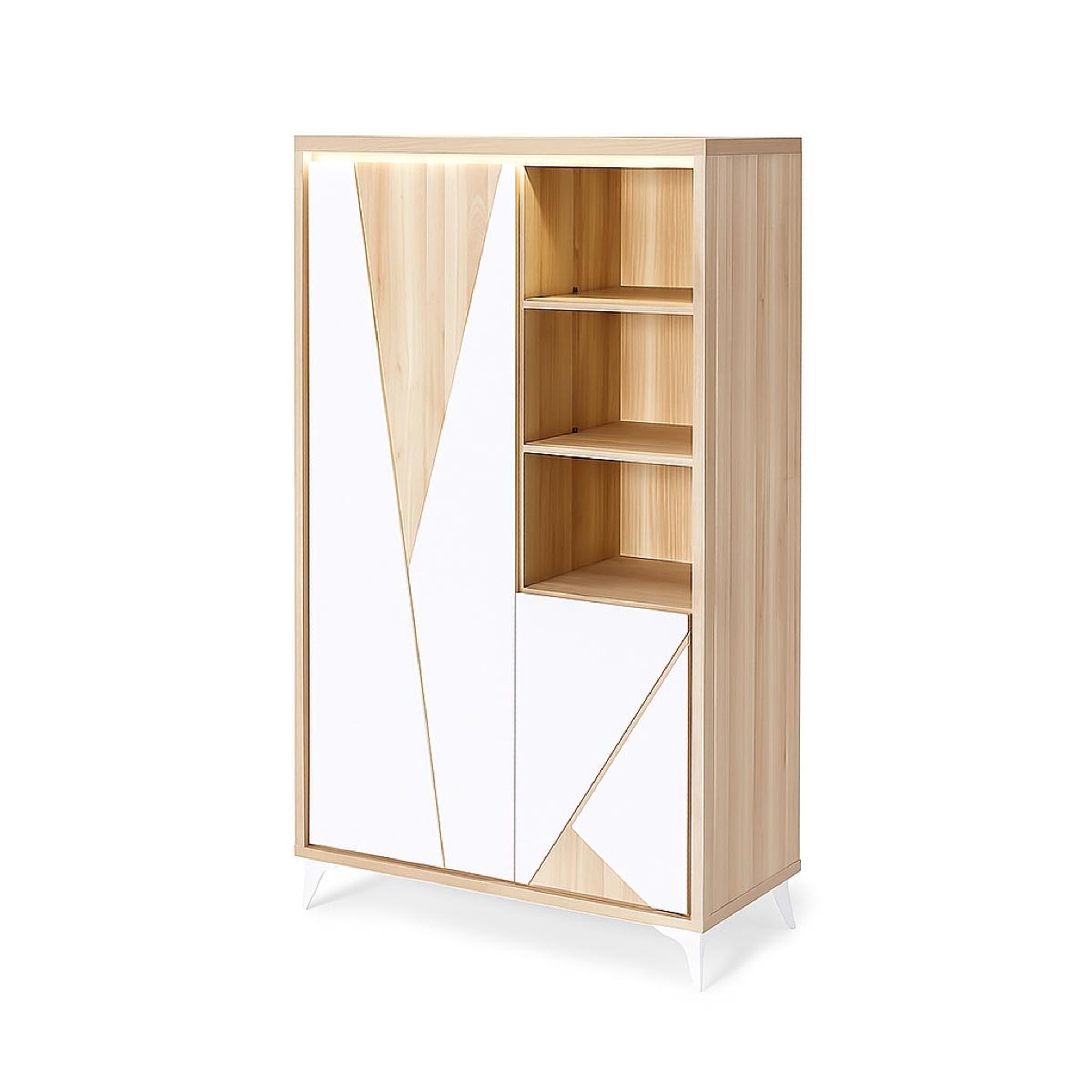 JLC KREATION Argentier-bar moderne 2 portes coloris bois et blanc ostende