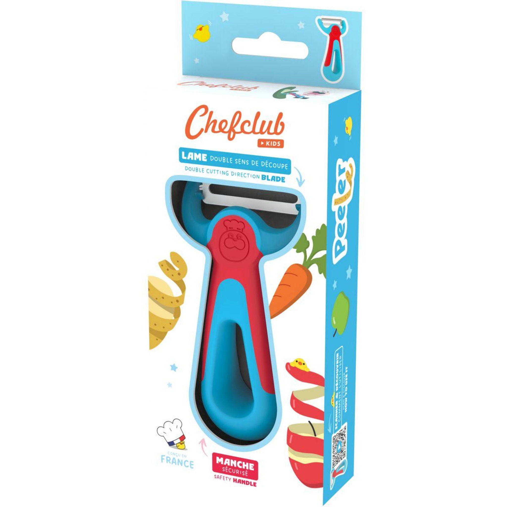 CHEFCLUB Couteau éplucheur kids bleu et rouge