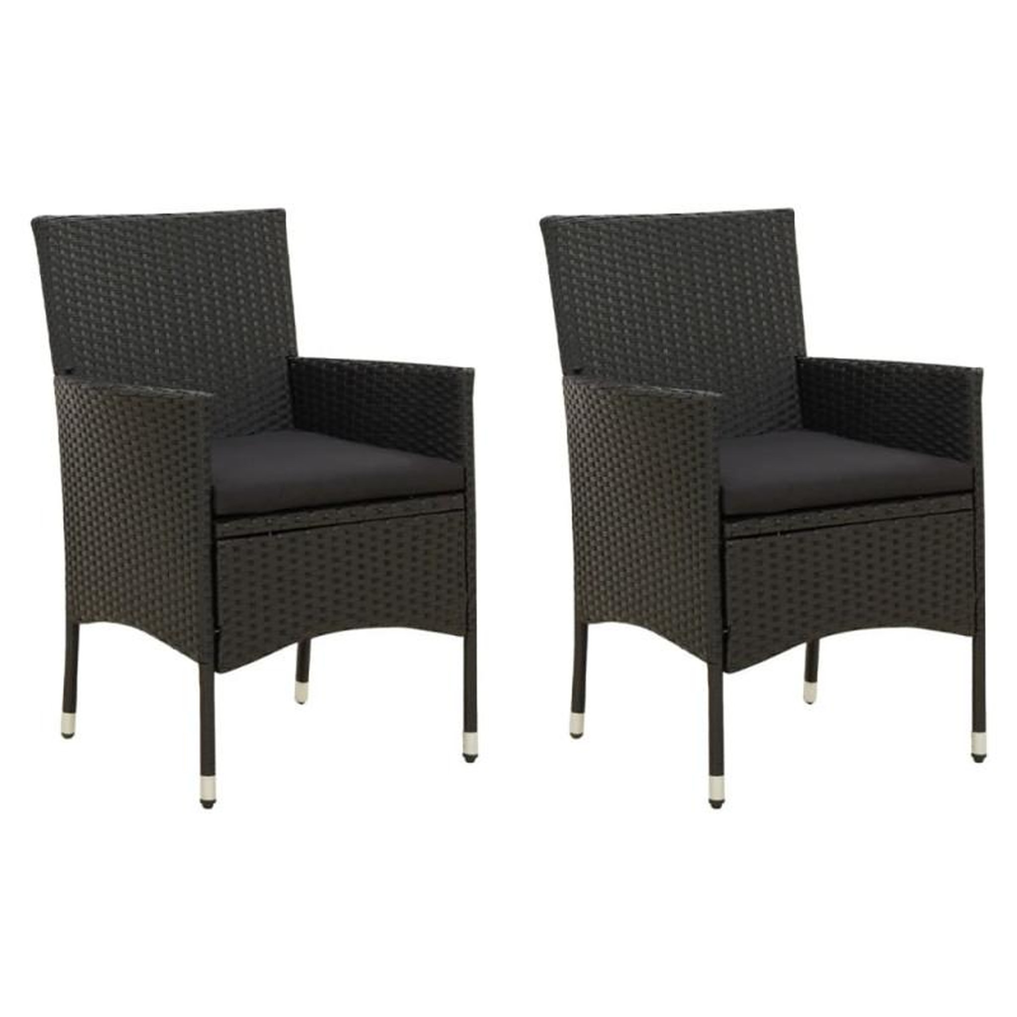 Voir la diapositive 1 : VIDAXL Chaises de jardin lot de 2 avec coussins Résine tressée Noir