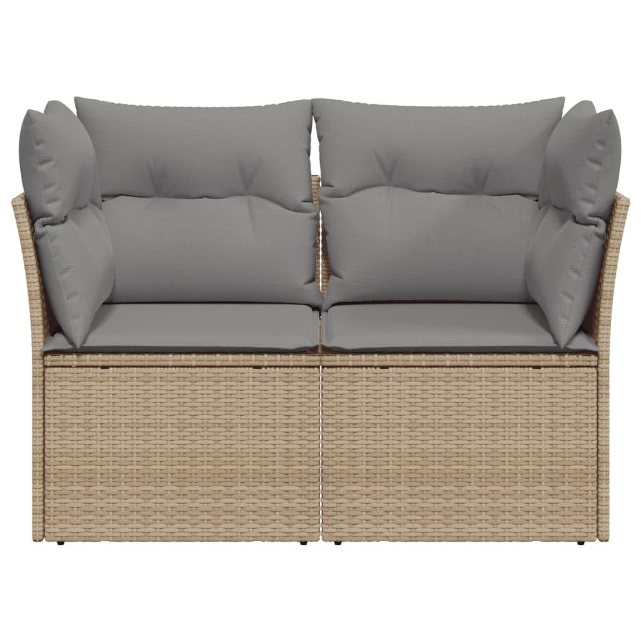 Voir la diapositive 4 : VIDAXL Canape de jardin avec coussins 2 places beige resine tressee