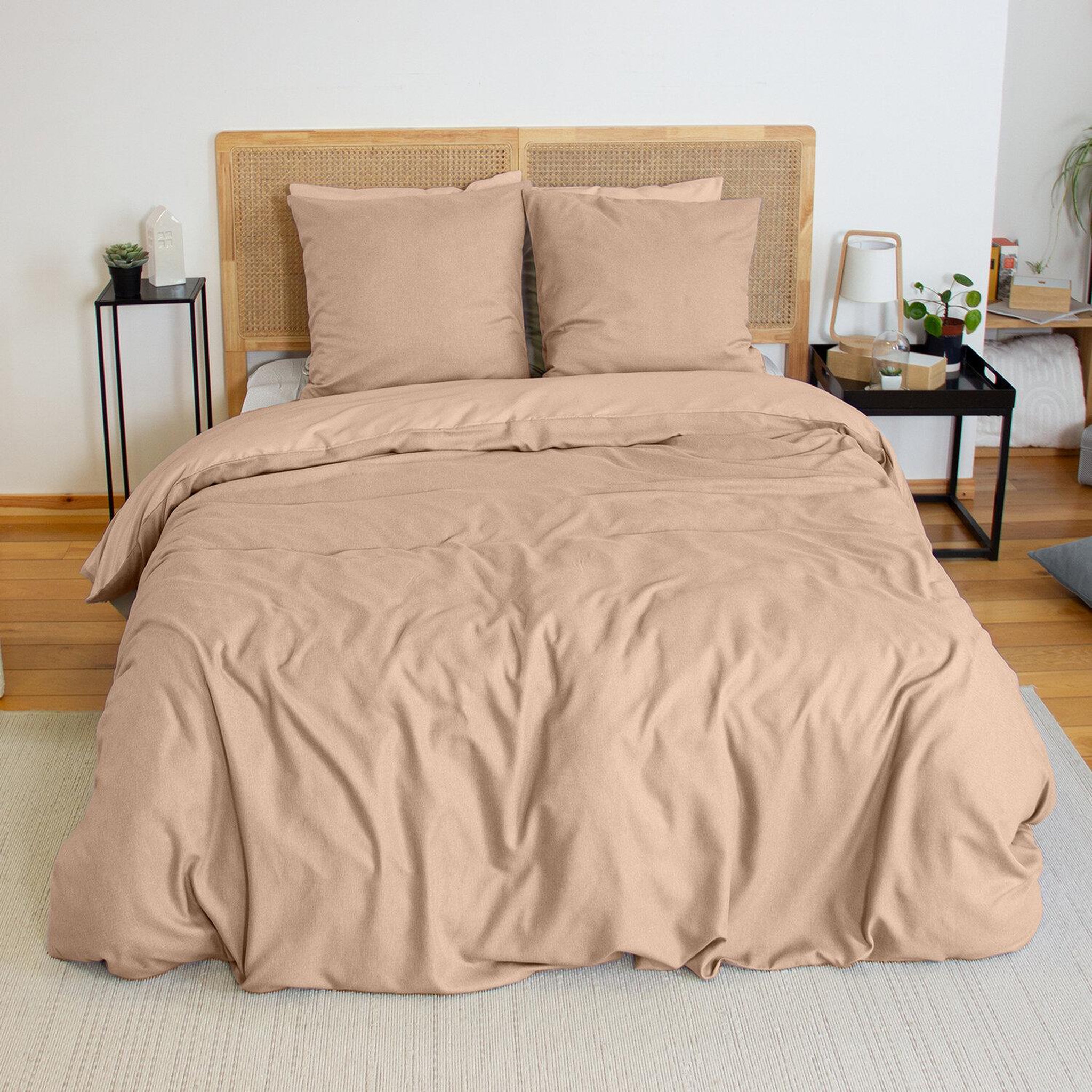 Voir la diapositive 1 : Home collection Parure housse de couette 100% microfibre effet flanelle
