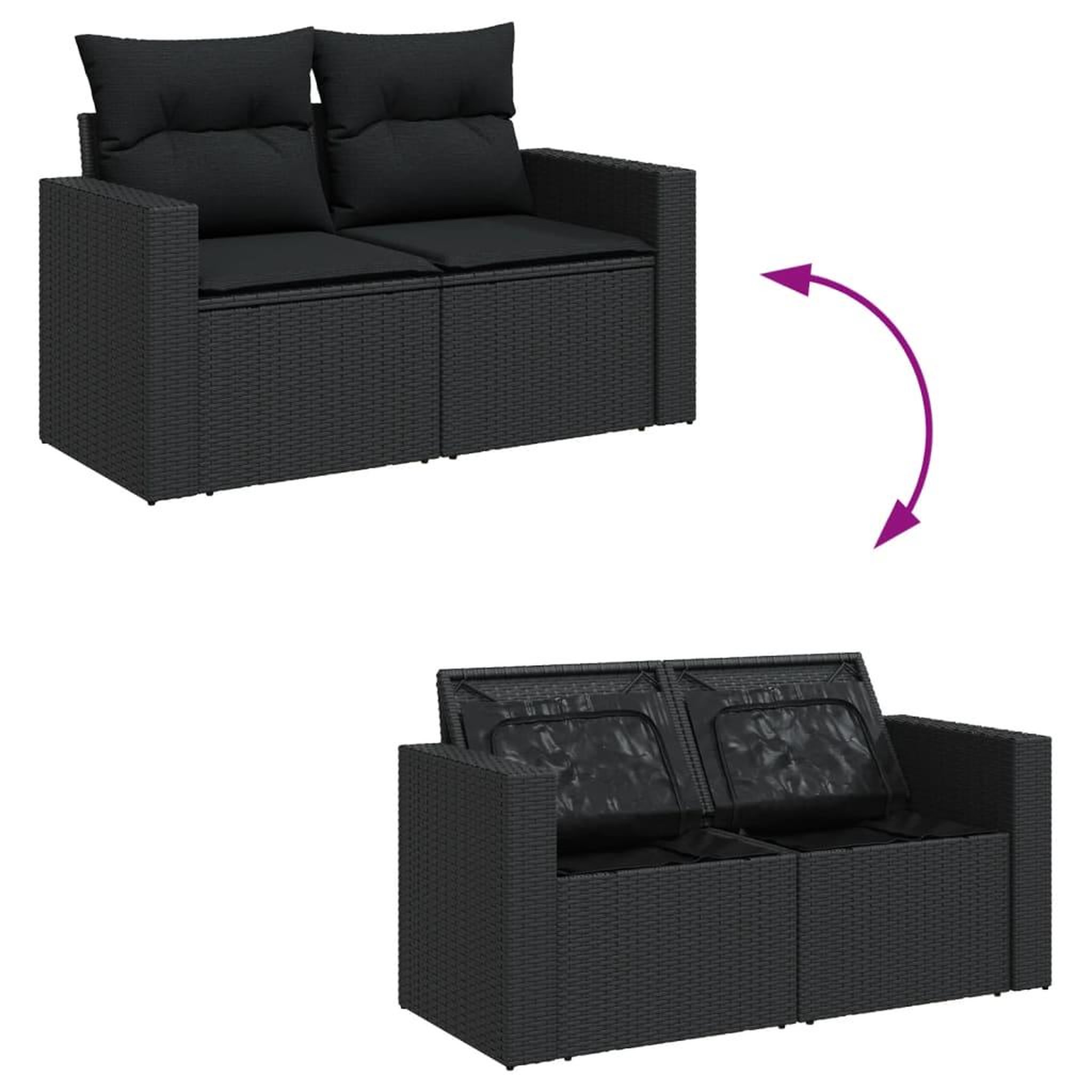 Voir la diapositive 5 : VIDAXL Salon de jardin 11 pcs avec coussins noir resine tressee