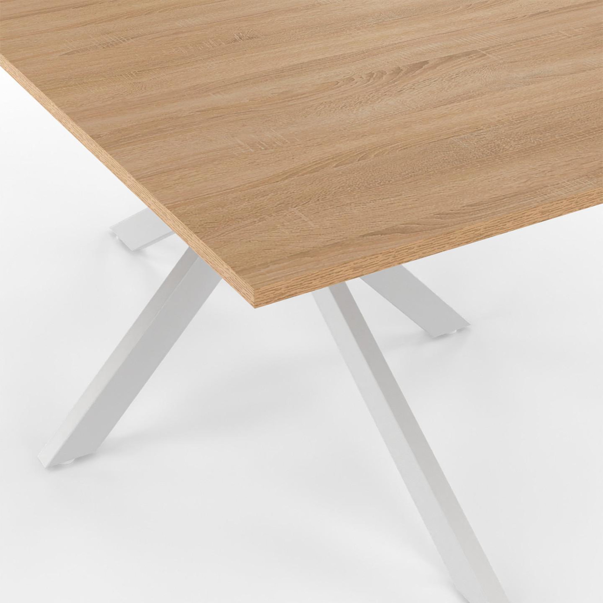 Voir la diapositive 5 : ID MARKET Table à manger rectangle alix 8 personnes pied araignée bois et blanc 160 cm