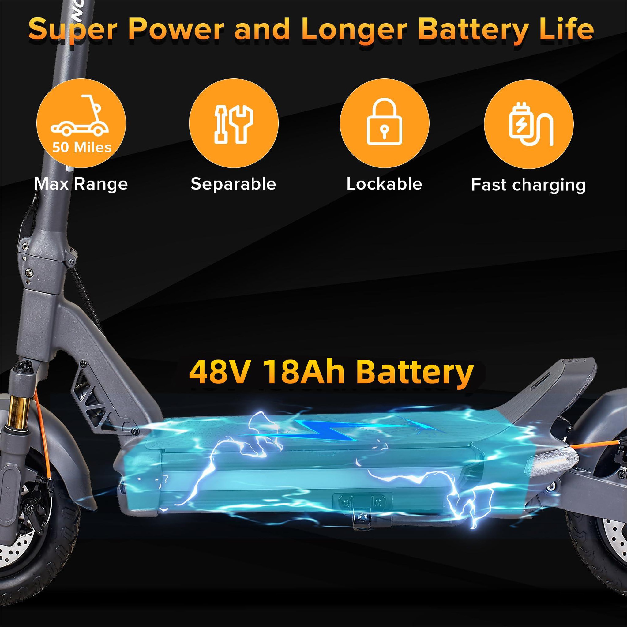 Voir la diapositive 6 : CUNFON Trottinette électrique pliable cunfon rz800, double suspension, grande autonomie