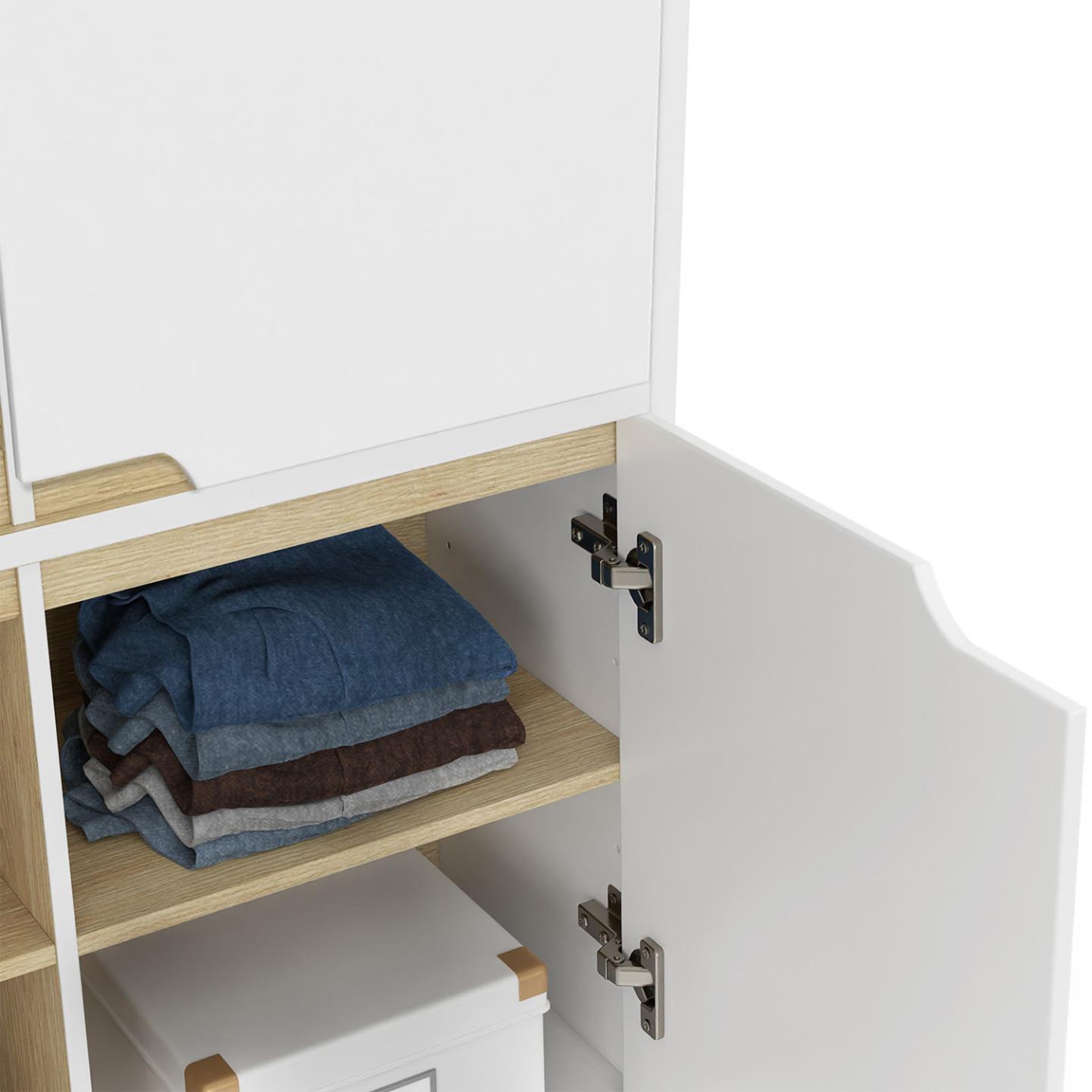 Voir la diapositive 5 : ID MARKET Meuble de rangement 4 portes helsinki scandinave blanc
