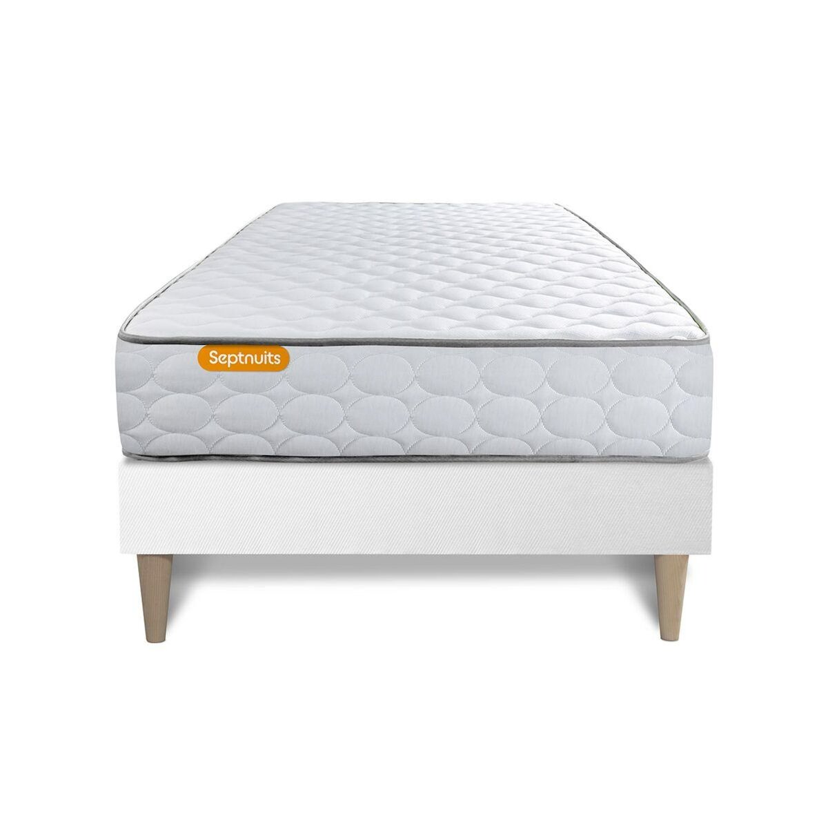SEPTNUITS Matelas Mémoire de forme + sommier kit blanc Memo