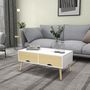 Voir la diapositive 2 : HOMCOM Table basse rectangulaire design scandinave 2 tiroirs coulissants grande niche piètement bois pin blanc aspect bois clair