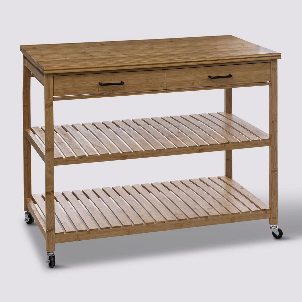 FIVE Ilot 2 tiroirs 2 niveaux en bois LINHA - Beige