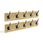 ID MARKET Lot de 2 porte-manteaux muraux avec 5 patères bois et métal DETROIT design industriel