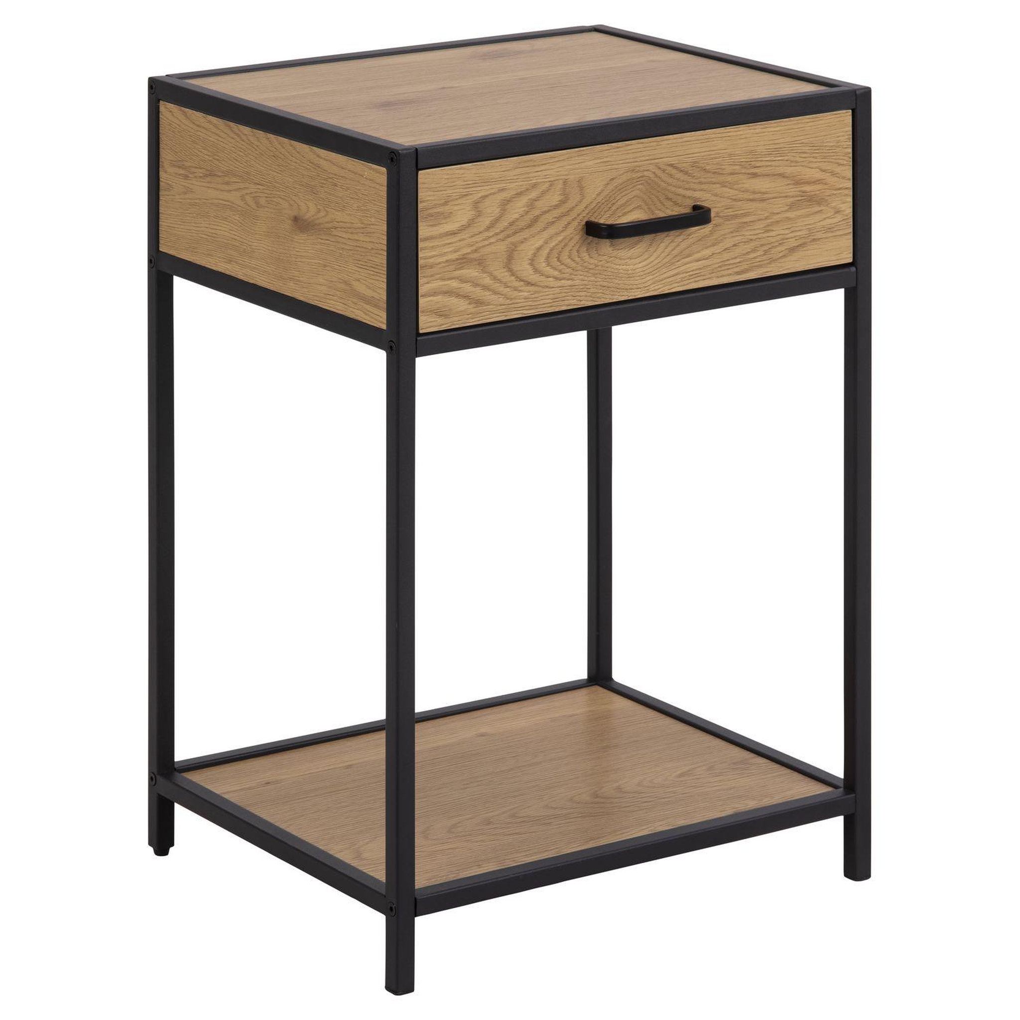 Voir la diapositive 1 : TOILINUX Table de chevet ou d'appoint 1 étagère et un tiroir en MDF et métal