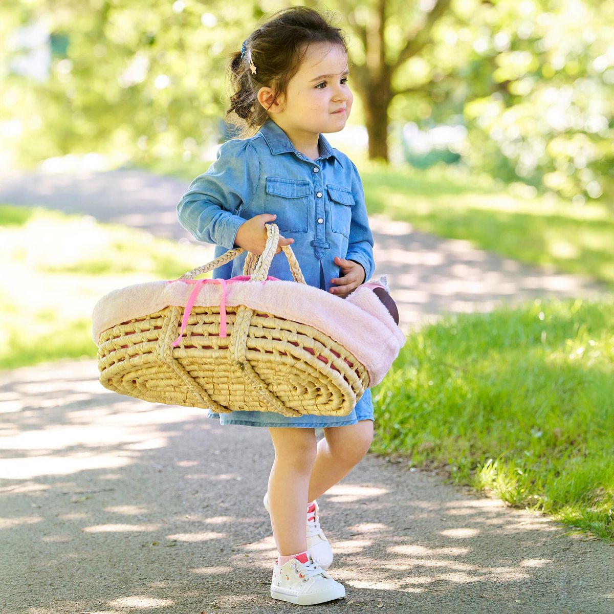 Corolle Ensemble Couffin Peluche Rose pour poupon de 36 et 42 cm