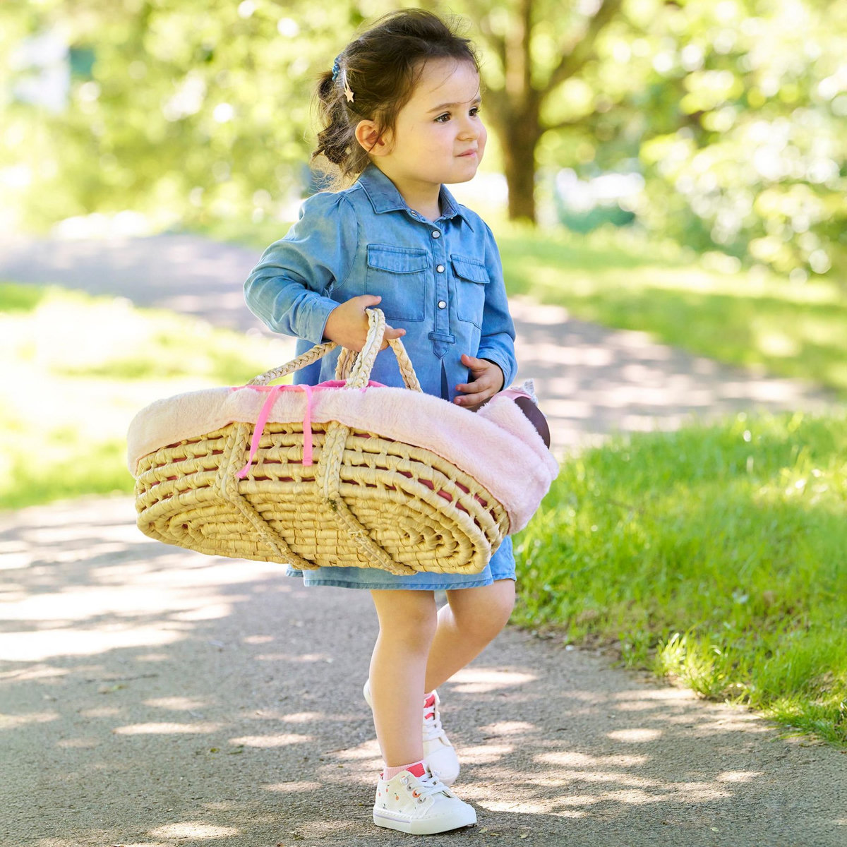 Corolle Ensemble Couffin Peluche Rose pour poupon de 36 et 42 cm