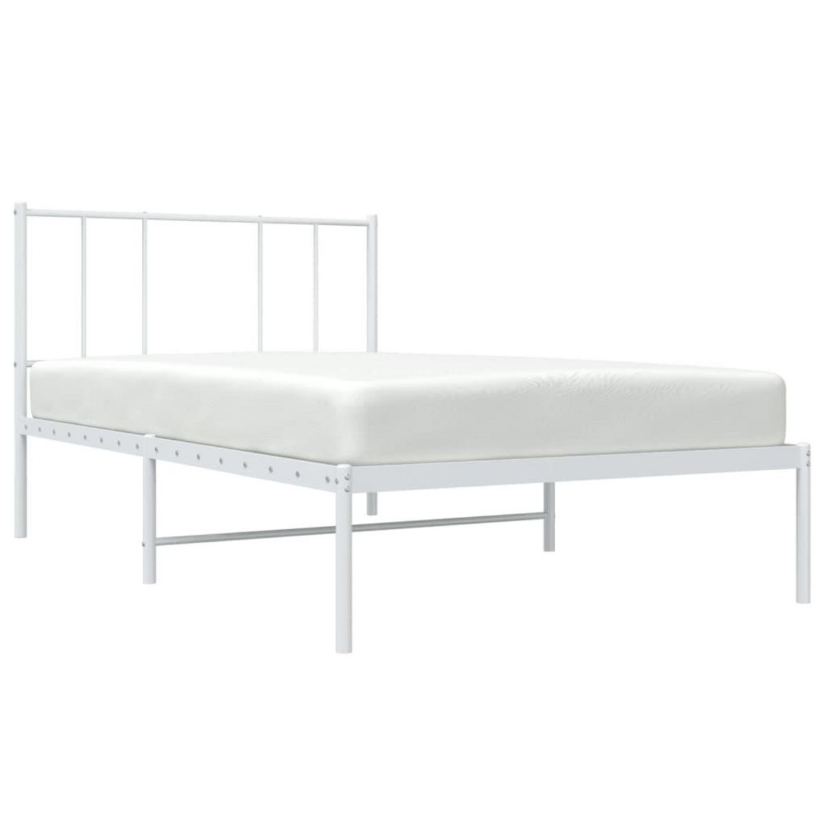 VIDAXL Cadre de lit metal sans matelas avec tete de lit blanc 90x190cm