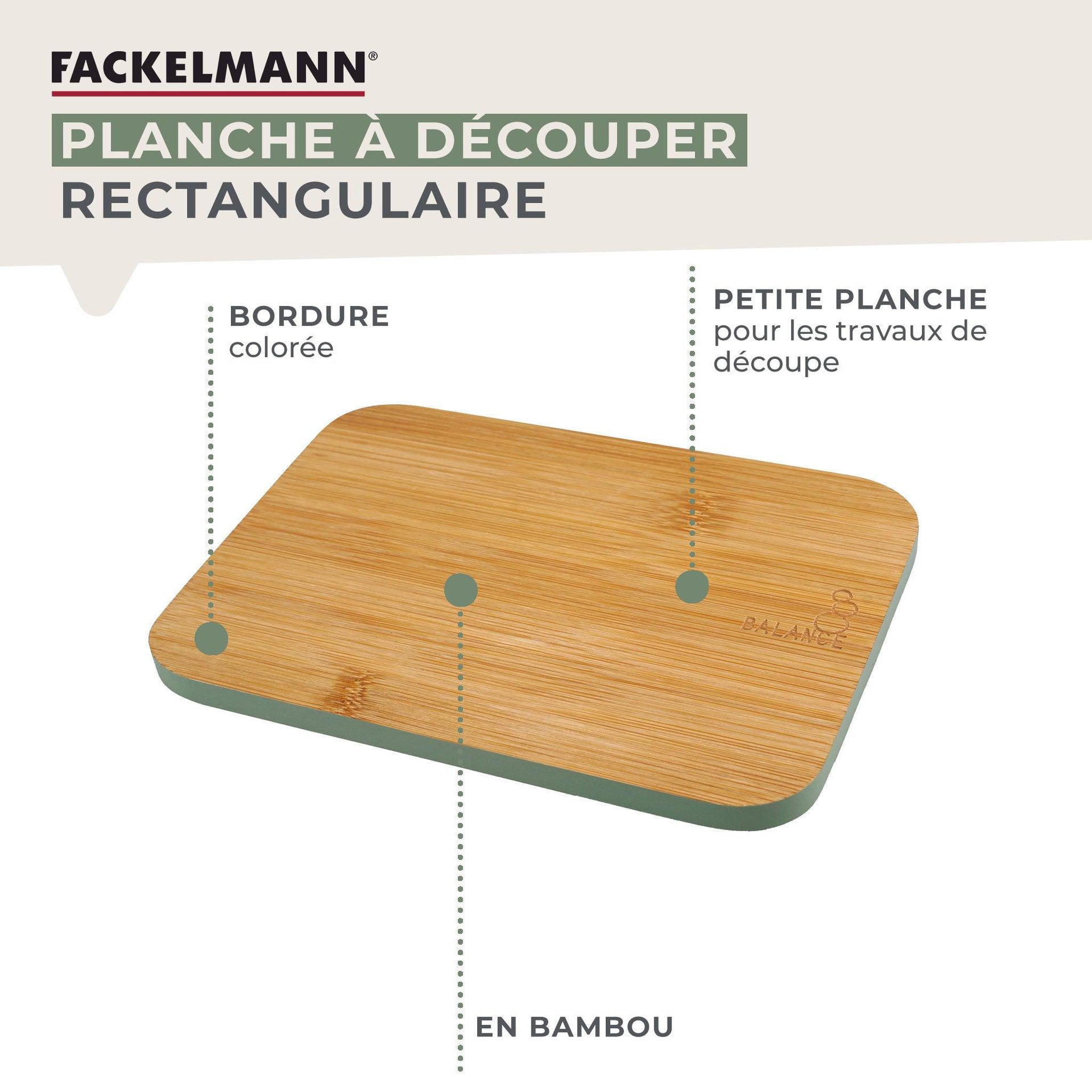 Voir la diapositive 2 : Fackelmann Planche à découper en bambou 21 x 15 cm fackelmann balance