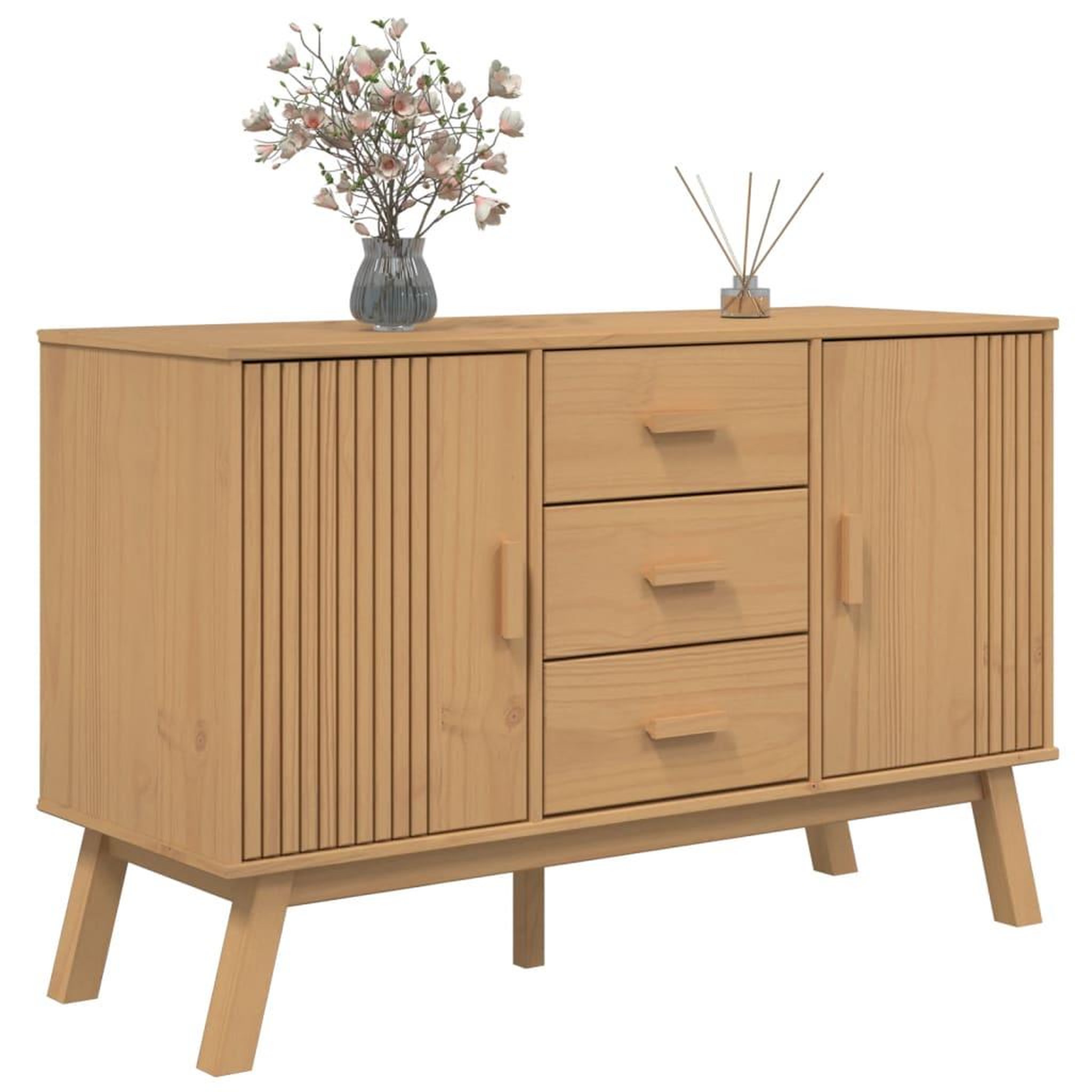 Voir la diapositive 5 : VIDAXL Buffet OLDEN marron 114x43x73,5 cm bois massif de pin