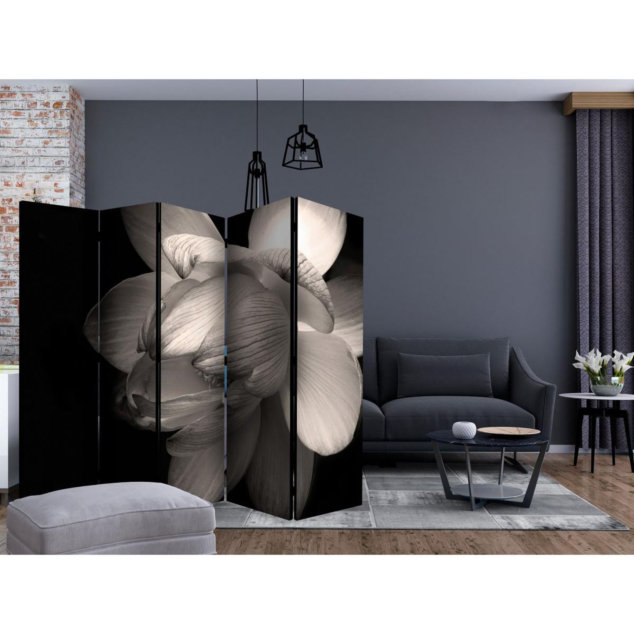 Voir la diapositive 2 : Paris Prix Paravent 5 volets  lotus flower  172x225cm