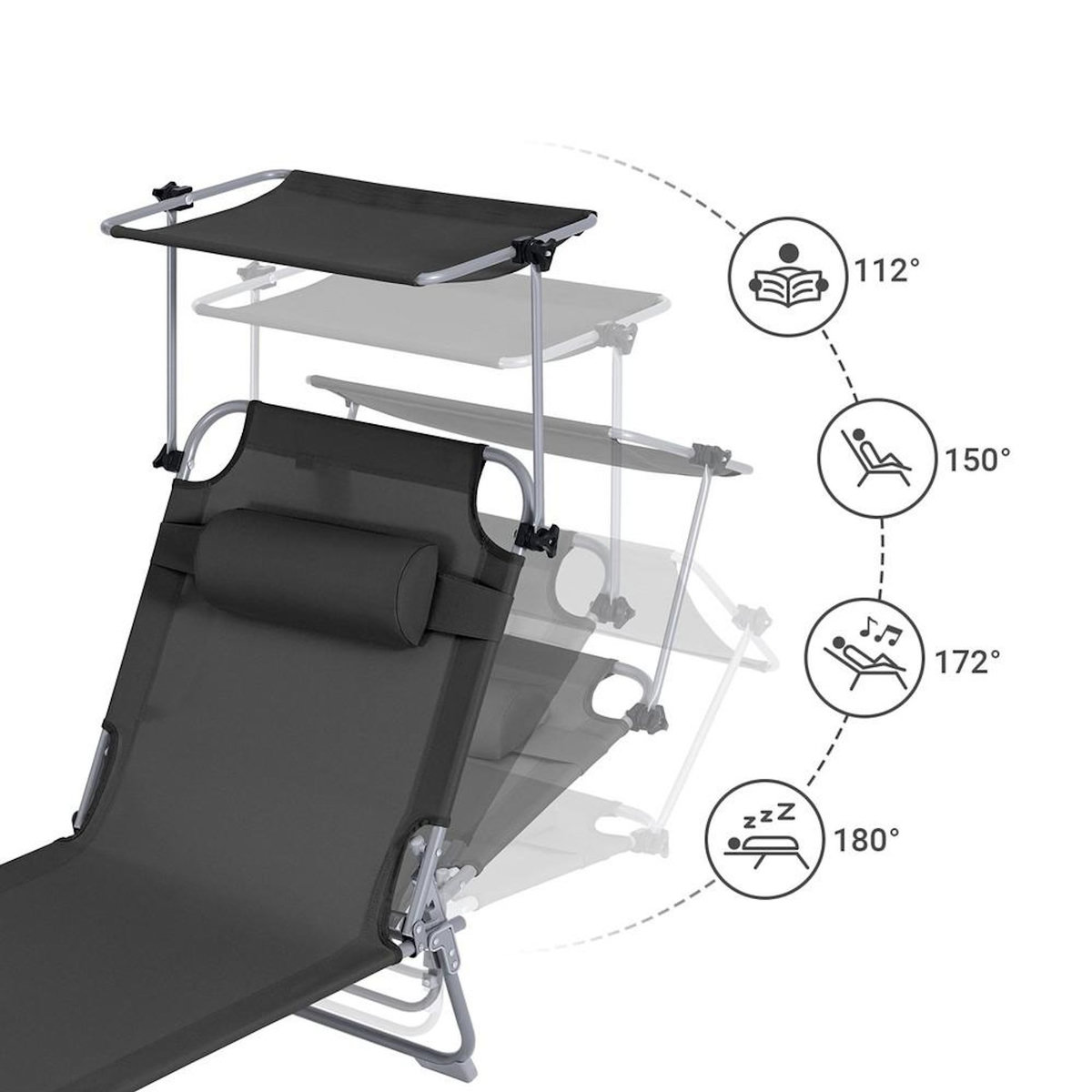 SOBUY SoBuy - Chaise Longue Réglable Pare-Soleil - Fonctionnel - OGS48