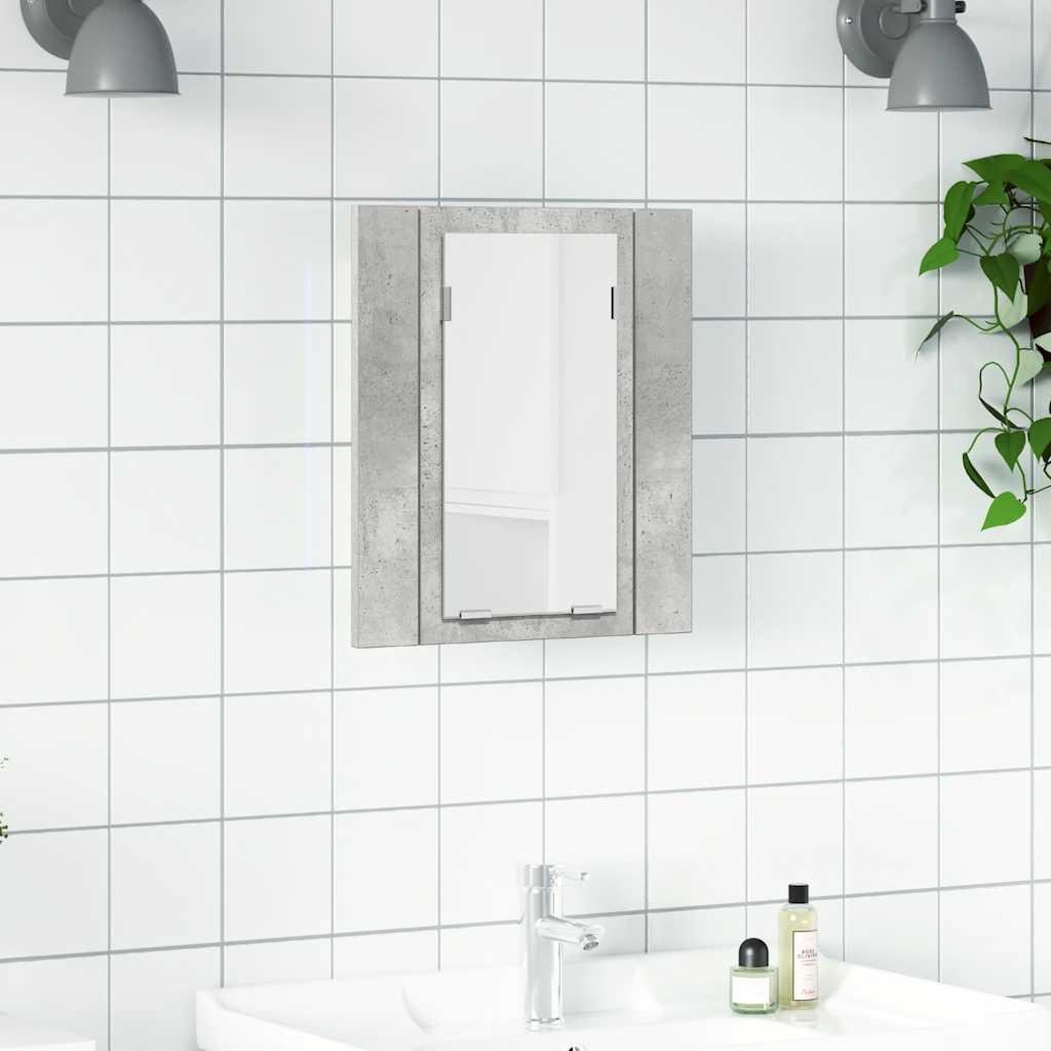 Voir la diapositive 1 : VIDAXL Armoire de salle de bain a miroir LED Gris beton Acrylique