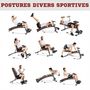 Voir la diapositive 6 : HOMCOM Banc de musculation pliable inclinable réglable sangles élastiques + support haltères inclus acier noir rouge