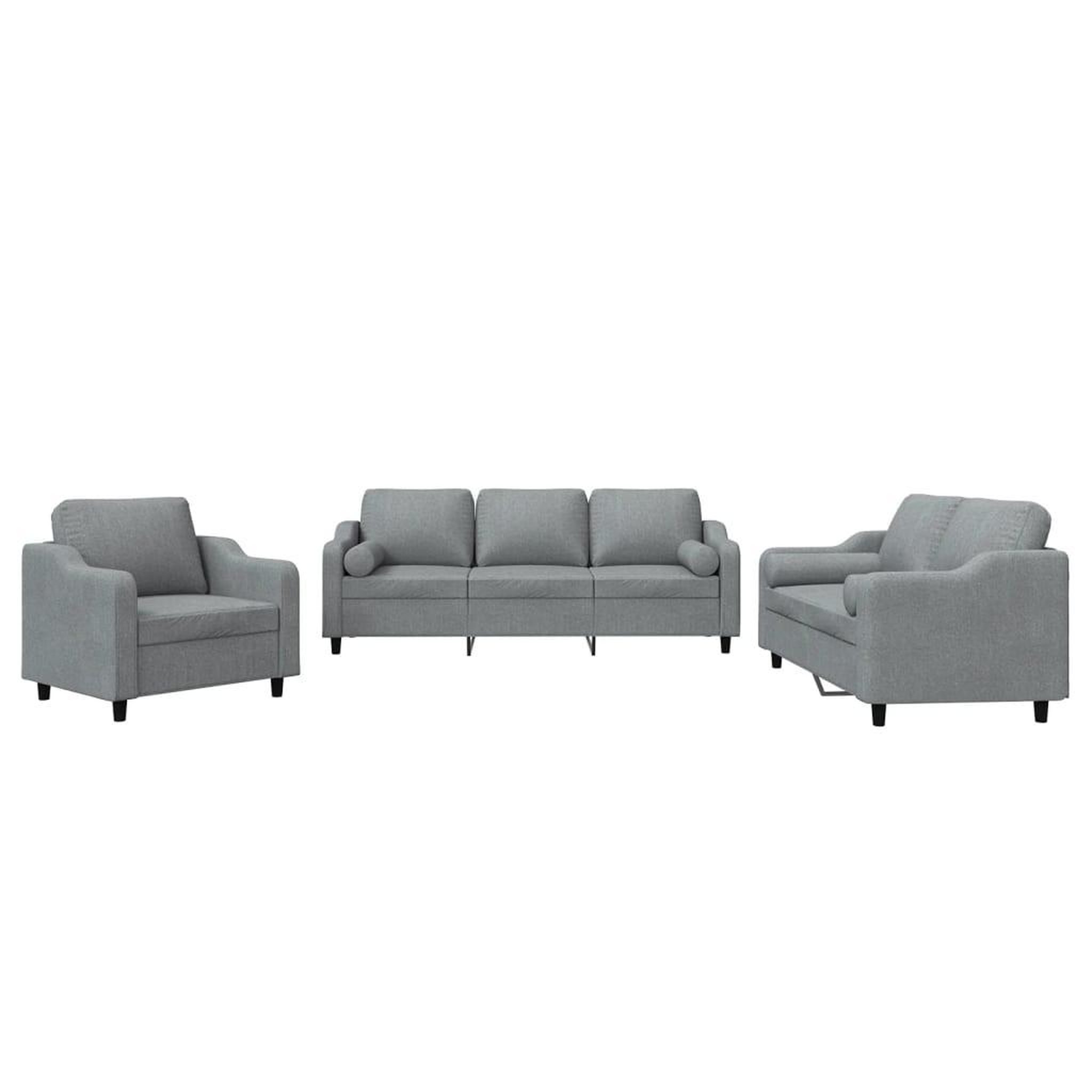 Voir la diapositive 2 : VIDAXL Ensemble de canapes 3 pcs coussins gris clair tissu