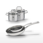 ELO Lot 2 Poêles 24/28cm & 2 Faitouts 14/16cm Elo Relief Evolution