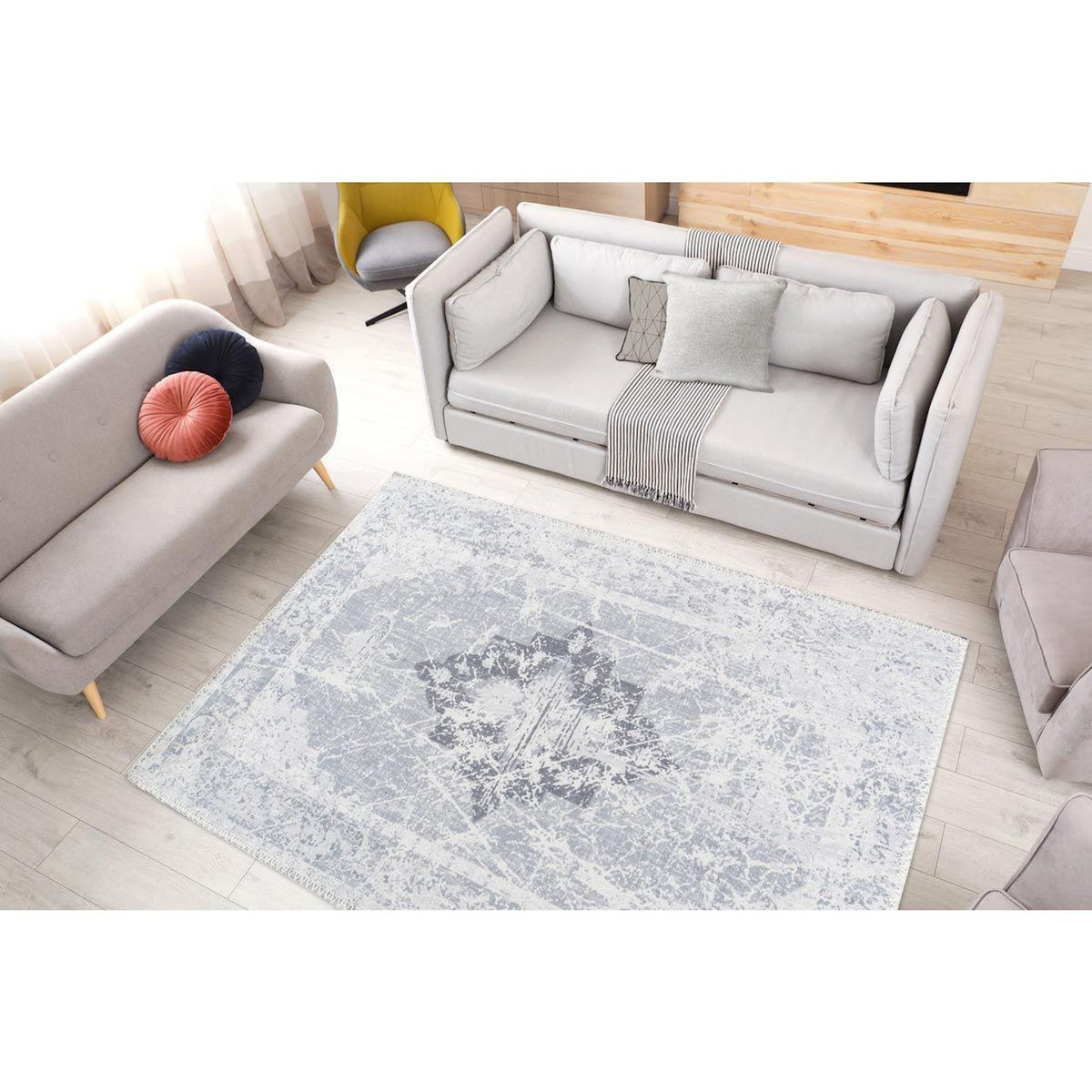 Paris Prix Tapis Tissé Doux Imprimé Vintage  Prayer  Gris